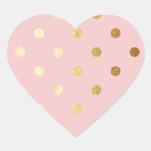 Sticker Cœur Points d'or sur dossier rose