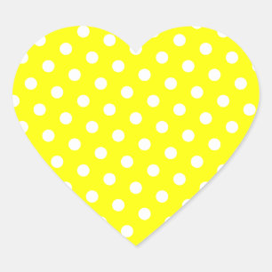 Sticker Cœur Points jaune et blanc