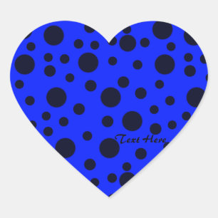 Sticker Cœur Pois simple Noir moderne sur motif bleu
