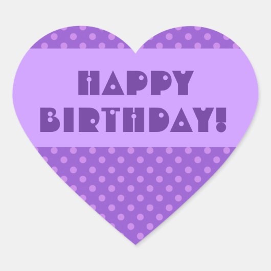 Sticker Cœur Pois violets Joyeux anniversaire (Devant)