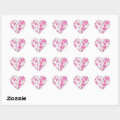 Sticker Cœur Pois Zèbre rose chaud et blanc (Feuille)