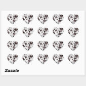 Sticker Cœur Pois zèbres noirs et roses (Feuille)