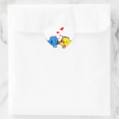 Sticker Cœur Poisson baisant mignon avec conception des coeurs (Sac)