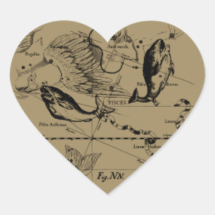 Sticker Cœur Poissons Constellation Hevelius 1690 Décor