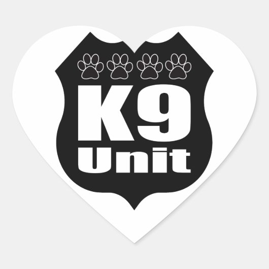 Sticker Cœur Police K9 Unit Black Badge Dog (Devant)