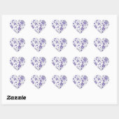Sticker Cœur Polka blanc et violet dalmate (Feuille)