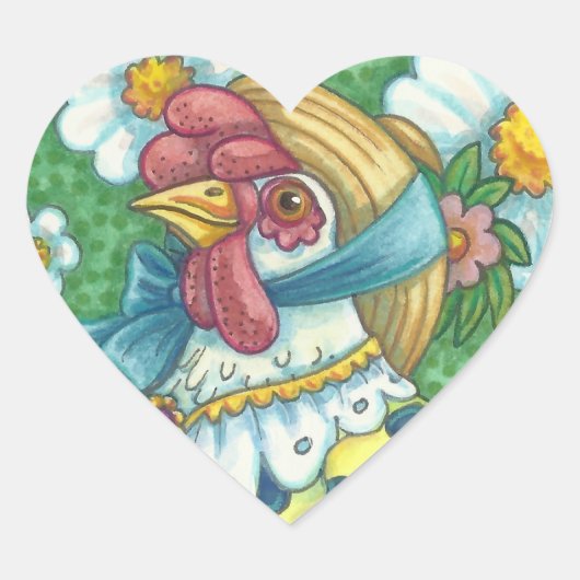 Sticker Cœur POLKA DOT HEN, COUPS DE POULET, Feuille (Devant)