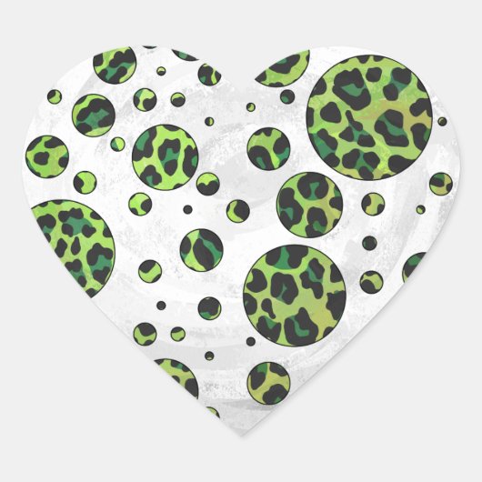 Sticker Cœur Polka Dot Leopard noir et vert (Devant)