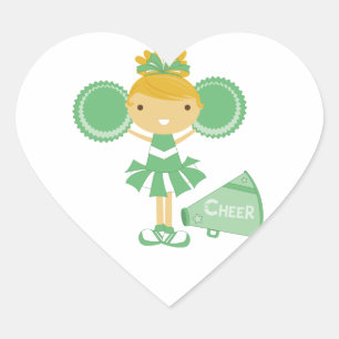 Sticker Cœur Pom-pom girl en vert