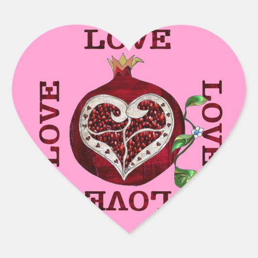 Sticker Cœur Pomegranate Heart LOVE Valentine (Devant)