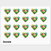 Sticker Cœur Pommes dans Vase (Feuille)