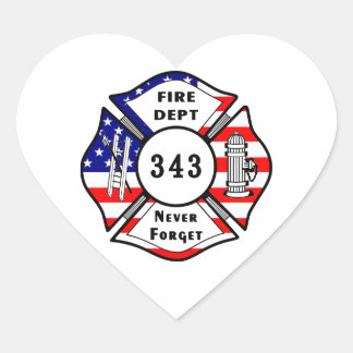 Sticker Cœur Pompier 9/11 N'oubliez jamais 343