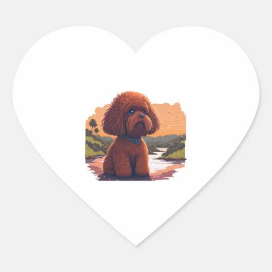 Sticker Cœur Poodle de jouet mignon (Devant)
