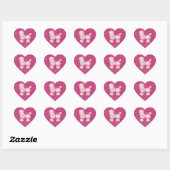 Sticker Cœur Poodle rose (Feuille)