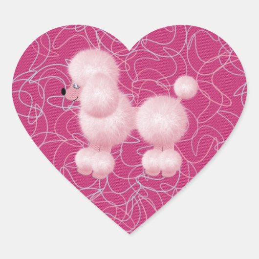 Sticker Cœur Poodle rose (Devant)