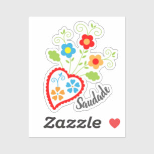 Sticker Coeur populaire portugais avec mot saudade