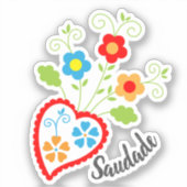 Sticker Coeur populaire portugais avec mot saudade (Recto)