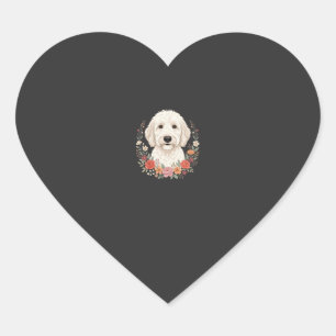 Sticker Cœur Portrait de chien floral Couronne botanique