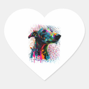 Sticker Cœur Portrait gris de Splash coloré Propriétaire du chi