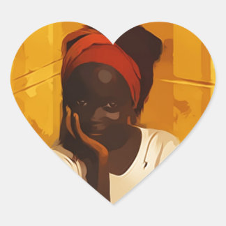 Sticker Cœur Portrait of Young african girl