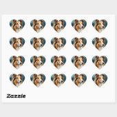 Sticker Cœur Portraits de Rough Collie (Feuille)