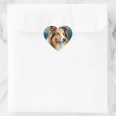 Sticker Cœur Portraits de Rough Collie (Sac)