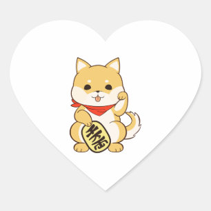 Sticker Cœur Pose Chat Shiba Inu Lucky