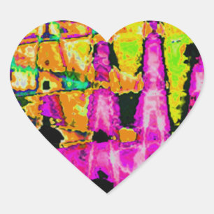 Sticker Cœur Poster d'art Abstrait Neon Glitch Imprimer