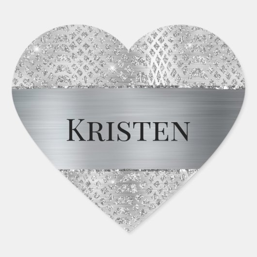 Sticker Cœur Poster de animal de serpent Glam Silver (Devant)