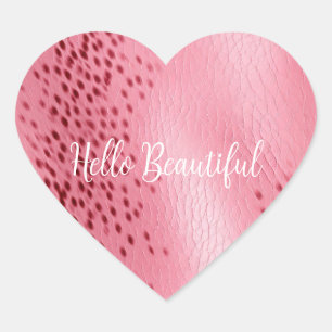 Sticker Cœur Poster de animal léopard rose