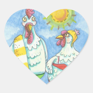 Sticker Cœur POULET DE LA MER, COEUR DE BÂTIMENT AMUSANT *Feuil