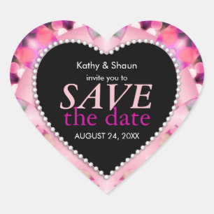 Sticker Cœur Preety Pink Tropical Enregistrer la date Coeur Sti