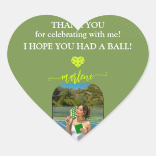 Sticker Cœur Preppy Pickleball Paddle Photo Dink Anniversaire