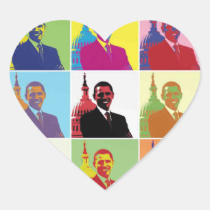 Sticker Cœur Président Obama Pop Art