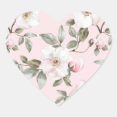 Sticker Cœur Pretty Blush Pink White Flowers Wedding  (Devant)