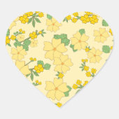 Sticker Cœur Pretty Pastel Yellow Floral Pattern, (Devant)