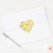 Sticker Cœur Pretty Pastel Yellow Floral Pattern, (Enveloppe)