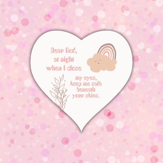 Sticker Cœur Prière chrétienne pour enfants rose |