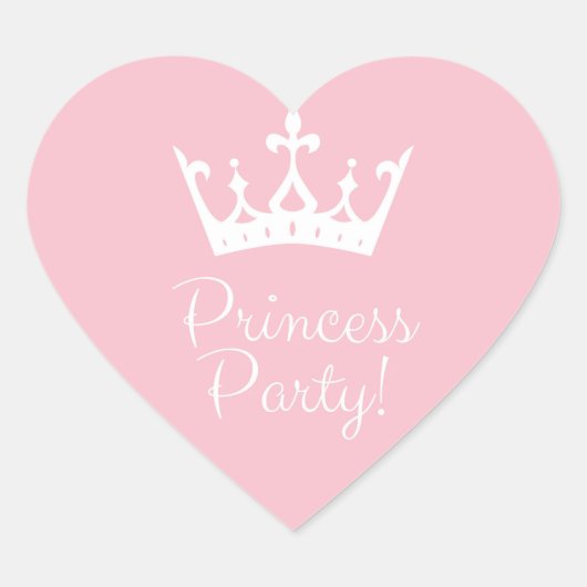 Sticker Cœur Princess Party Girly rose et blanc (Devant)