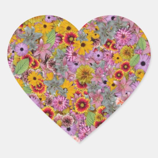 Sticker Cœur Printemps de Pâques Aimer Joli Fleurs colorées (Devant)