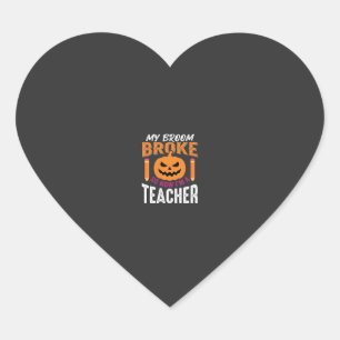 Sticker Cœur Professeur d'Halloween Balai Cassa Citrouille Conc