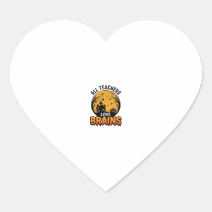 Sticker Cœur Professeur Halloween Amour Cerveaux Design Vintage