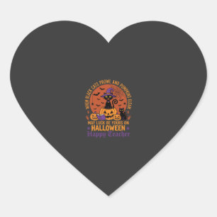 Sticker Cœur Professeur Halloween Chat Noir Citrouille Chance