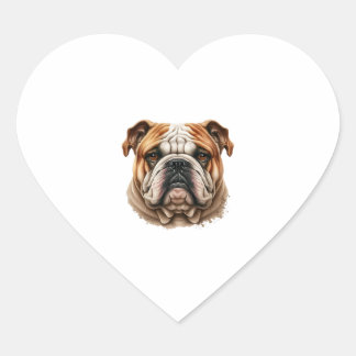 Sticker Cœur Profil de bulldog anglais mignon réaliste