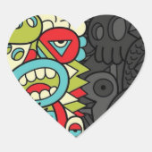 Sticker Cœur Psychedelic Patterns (Devant)