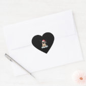 Sticker Cœur Pug Dog Christmas Men Women (2) (Enveloppe)