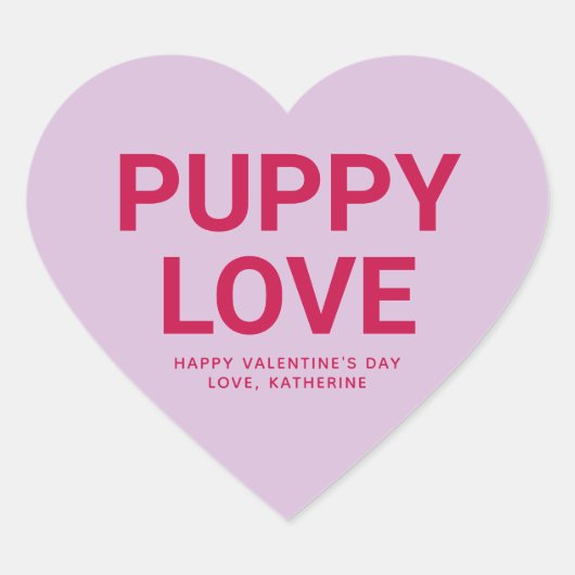 Sticker Cœur Puppy love mignon fun Valentine's Day conversation (Devant)