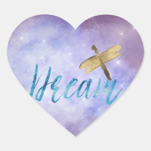 Sticker Cœur Purple Aqua Dream Dragonfly