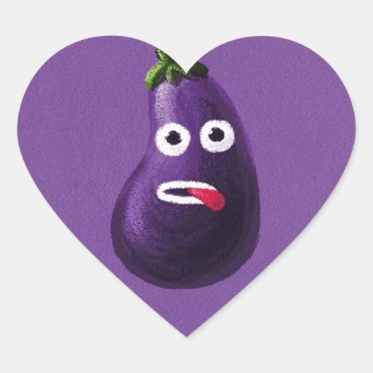 Sticker Cœur Purple Funny Cartoon Eggplant (Devant)