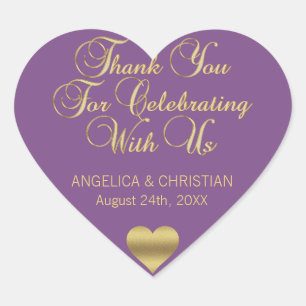 Sticker Cœur PURPLE Gold Heart Merci phoques Mariages